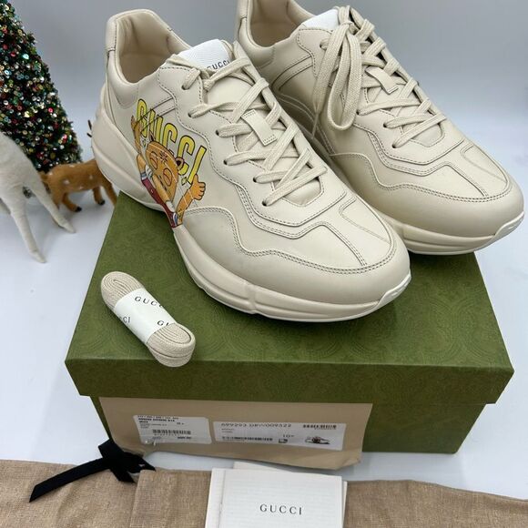 Men’s Gucci Rython cat logo print sneakers size 10.5 made in Italy - Picture 2 of 10